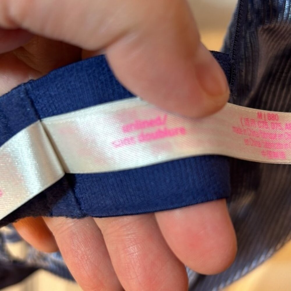 Size medium pink Victorias Secret unlined, purple velvet ribbed bralette - Picture 3 of 7